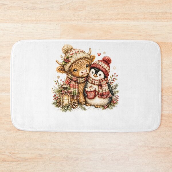 Item preview, Cute Highland Cow And Penguin Cozy Winter Hot Cocoa designed and sold by DYAFLK.