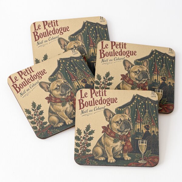Item preview, Le Petit Bouledogue – Vintage French Bulldog Christmas Cabaret Poster designed and sold by cipoprimo.