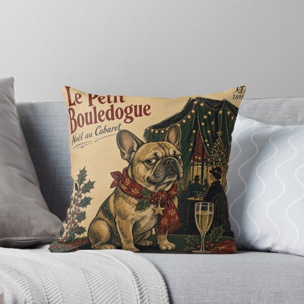 Item preview, Le Petit Bouledogue – Vintage French Bulldog Christmas Cabaret Poster designed and sold by cipoprimo.
