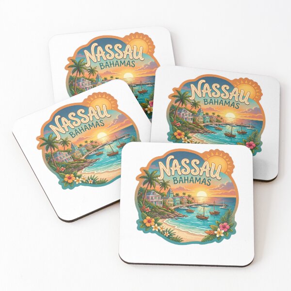 Item preview, Vintage Nassau Bahamas Tropical Coastal Sunset Travel Badge designed and sold by LittleArij.