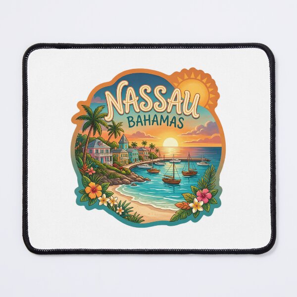 Item preview, Vintage Nassau Bahamas Tropical Coastal Sunset Travel Badge designed and sold by LittleArij.