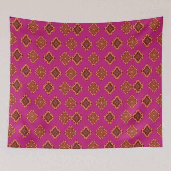Item preview, Hot pink ikat pattern designed and sold by Halonapping.