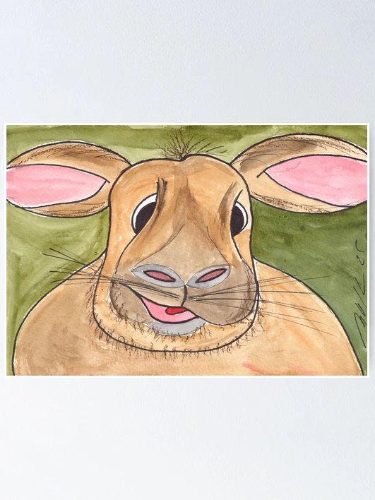Thumbnail 1 of 3, Poster, smiling Animals, smiling Rabbit designed and sold by Anke‘s Bazaar.