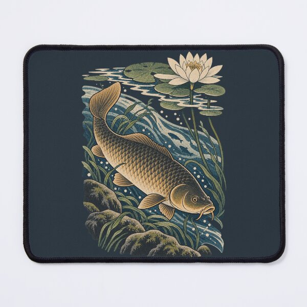Item preview, Common Carp Beneath the Lotus – Japanese Woodblock Fishing Art designed and sold by Planthem.