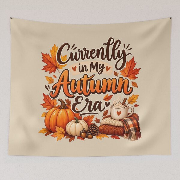 Item preview, Currently in My Autumn Era – Cozy Fall Pumpkin & Coffee Design designed and sold by blankTeeShirt.
