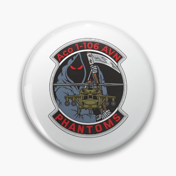 Item preview, A Co 1-106 AVN Phantoms Grim Reaper Black Hawk Emblem designed and sold by CharlieDesings.