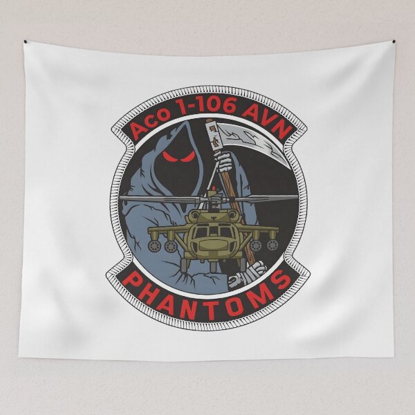 Item preview, A Co 1-106 AVN Phantoms Grim Reaper Black Hawk Emblem designed and sold by CharlieDesings.