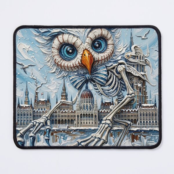Item preview, Gothic Owl Skeleton in Winter Budapest designed and sold by LujziWorld.