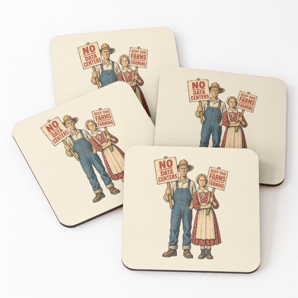 Item preview, American Gothic No Data Centers Parody Farm Protection Protest designed and sold by KungPowUnicorn.