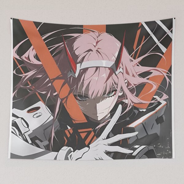 Item preview, Pink Horned Warrior Anime Girl Orange Black Cyberpunk Aesthetic designed and sold by Dyan4.