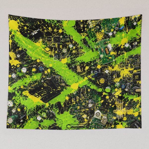 Item preview, Circuit Matrix Splatter Mixed Media Art designed and sold by THE SPLATTERED HAUS BY SAGE BANKS.