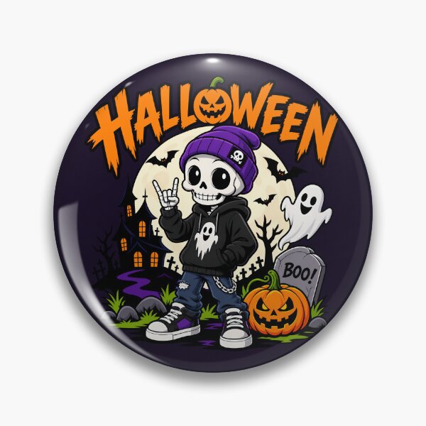 Item preview, Cool Halloween Skeleton with Pumpkin and Ghost designed and sold by Infinitee8hirts.
