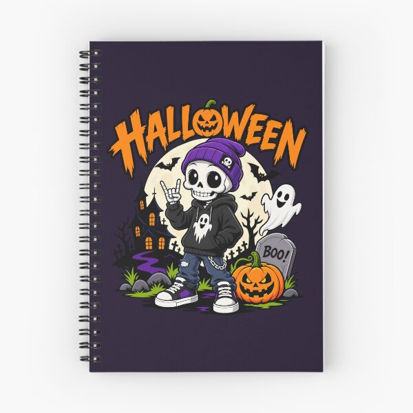 Item preview, Cool Halloween Skeleton with Pumpkin and Ghost designed and sold by Infinitee8hirts.