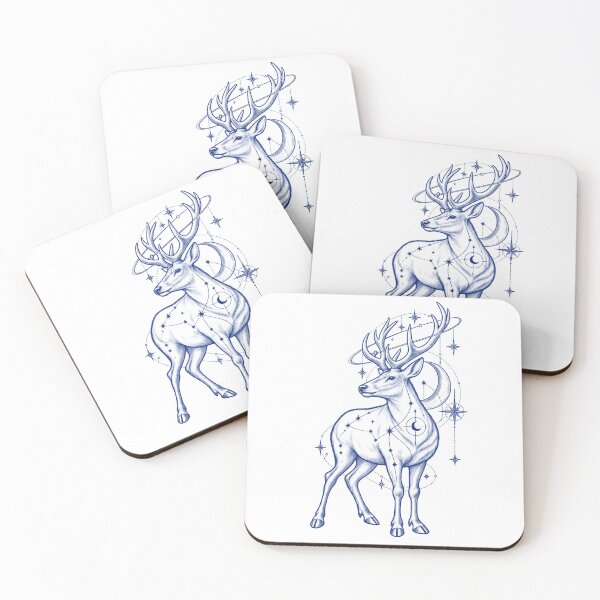 Item preview, Celestial Stag – Mystic Blue Line Art designed and sold by NOVS·94.