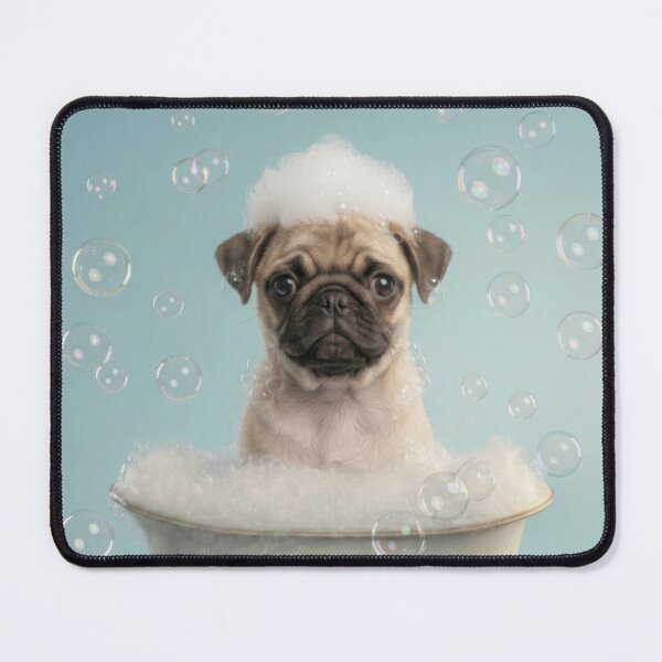 Item preview, Baby Pug Bubble Bath Cute Nursery Bathroom Wall Art designed and sold by LazyOwlStore.