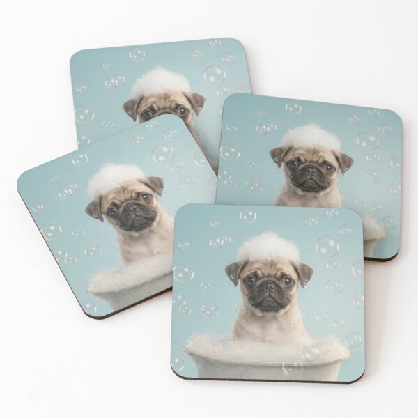Item preview, Baby Pug Bubble Bath Cute Nursery Bathroom Wall Art designed and sold by LazyOwlStore.