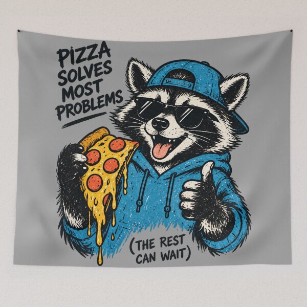 Item preview, Pizza Solves Most Problems Raccoon designed and sold by Houldi.