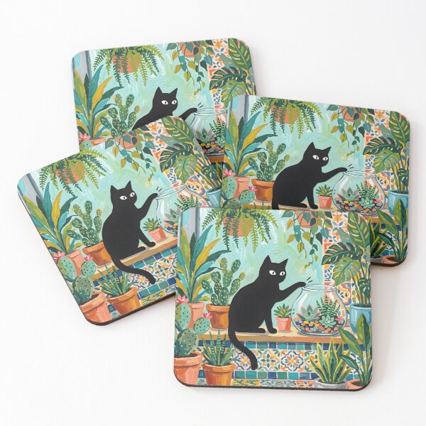 Item preview, Naughty Black Cat Reaching into Terrarium Matisse Style Poster designed and sold by DuckOddity.