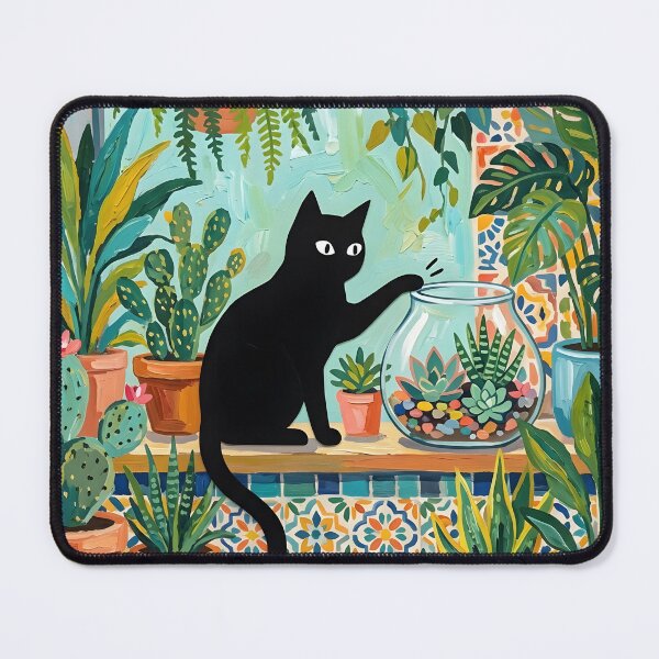 Item preview, Naughty Black Cat Reaching into Terrarium Matisse Style Poster designed and sold by DuckOddity.