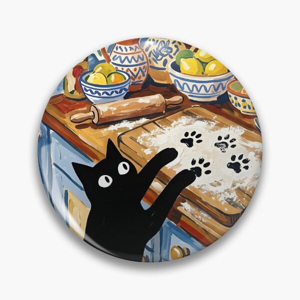 Item preview, Playful Black Cat Making Flour Pawprints Matisse Kitchen Art designed and sold by DuckOddity.