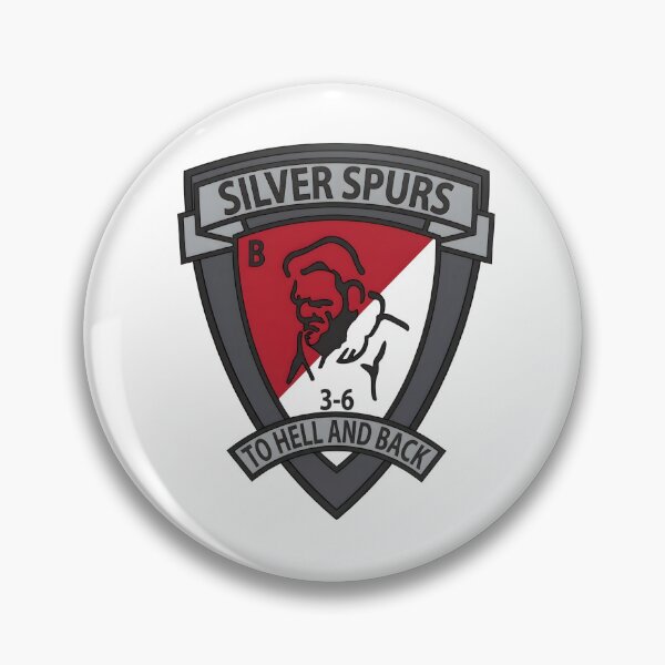 Item preview, B Troop 3-6 Cavalry Silver Spurs To Hell And Back Shield Emblem designed and sold by CharlieDesings.