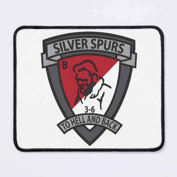 Item preview, B Troop 3-6 Cavalry Silver Spurs To Hell And Back Shield Emblem designed and sold by CharlieDesings.