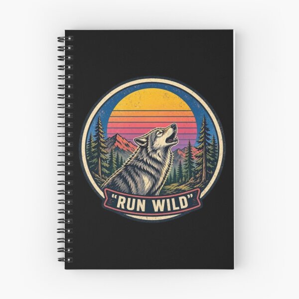 Item preview, Run Wild – Retro Wolf Sunset Emblem designed and sold by Dogandesighn.