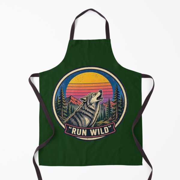 Item preview, Run Wild – Retro Wolf Sunset Emblem designed and sold by Dogandesighn.