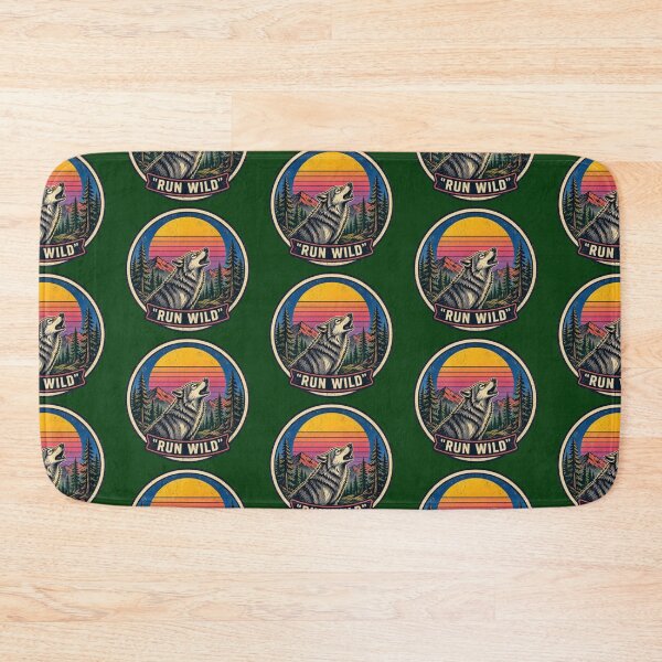 Item preview, Run Wild – Retro Wolf Sunset Emblem designed and sold by Dogandesighn.