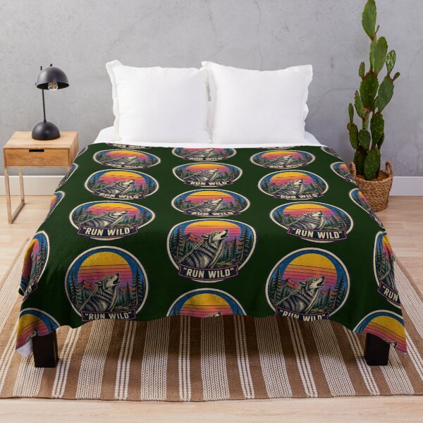 Item preview, Run Wild – Retro Wolf Sunset Emblem designed and sold by Dogandesighn.