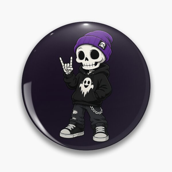 Item preview, Cool Skeleton with Purple Beanie and Rock Hand Sign designed and sold by Infinitee8hirts.