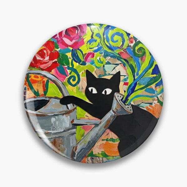 Item preview, Curious Black Cat Reaching into Watering Can Matisse Style Art designed and sold by DuckOddity.