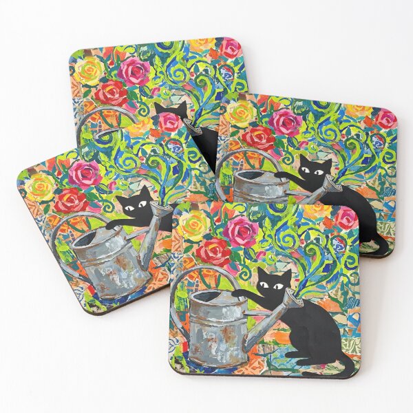 Item preview, Curious Black Cat Reaching into Watering Can Matisse Style Art designed and sold by DuckOddity.
