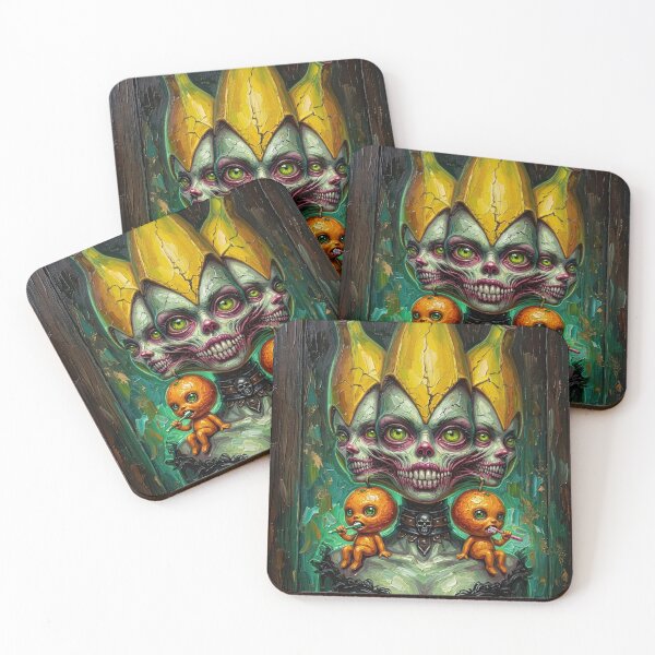 Item preview, Surreal Three Headed Banana Zombie Orange Babies Impasto Art designed and sold by LujziWorld.