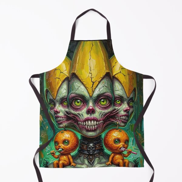 Item preview, Surreal Three Headed Banana Zombie Orange Babies Impasto Art designed and sold by LujziWorld.