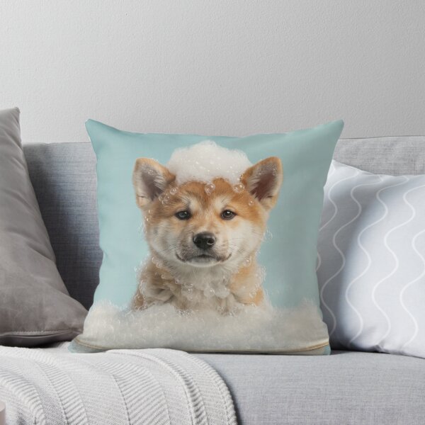 Item preview, Baby Akita Bubble Bath Cute Nursery Bathroom Wall Art designed and sold by LazyOwlStore.