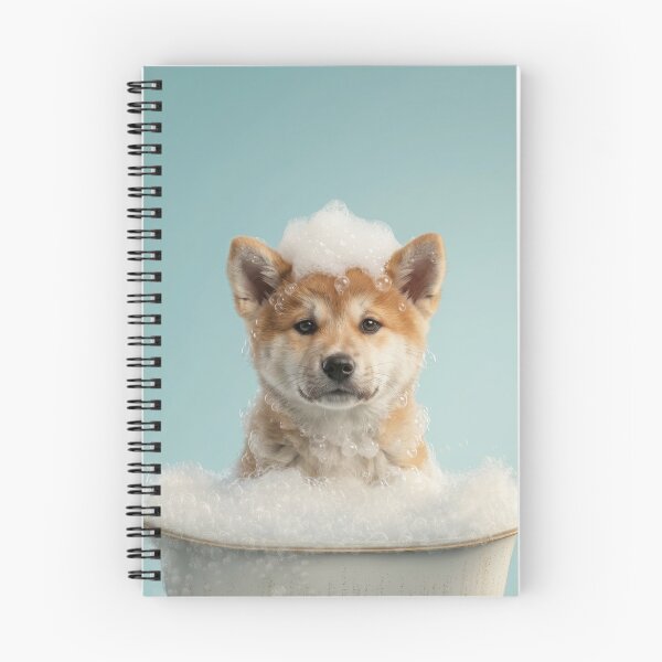 Item preview, Baby Akita Bubble Bath Cute Nursery Bathroom Wall Art designed and sold by LazyOwlStore.