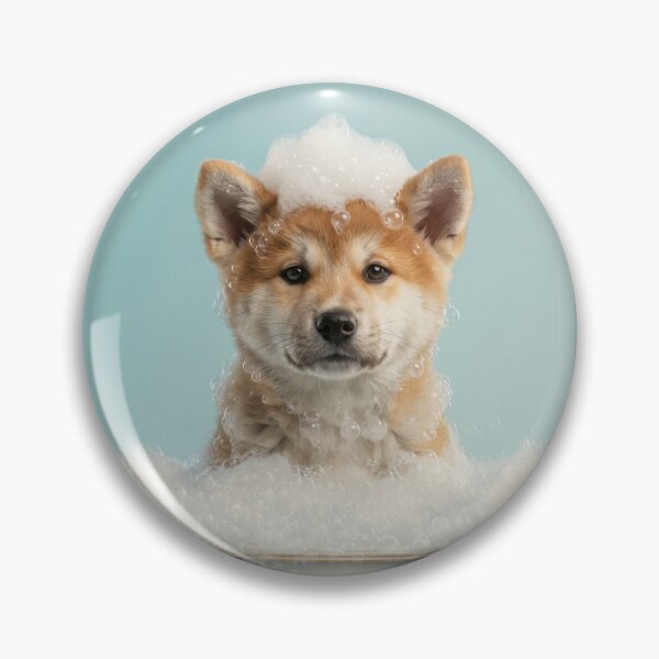 Item preview, Baby Akita Bubble Bath Cute Nursery Bathroom Wall Art designed and sold by LazyOwlStore.