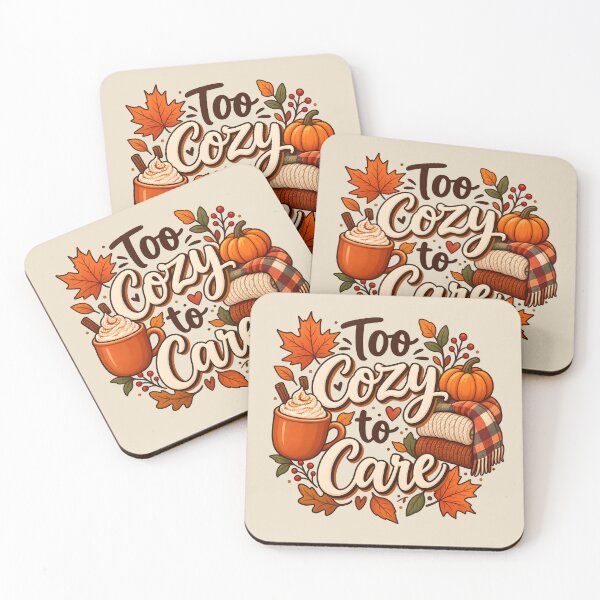 Item preview, Too Cozy to Care – Autumn Pumpkin & Coffee Design designed and sold by blankTeeShirt.