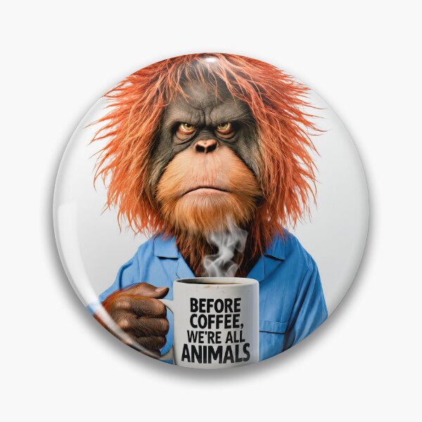 Item preview, Before Coffee We’re All Animals – Grumpy Orangutan designed and sold by AI-lineDesign.