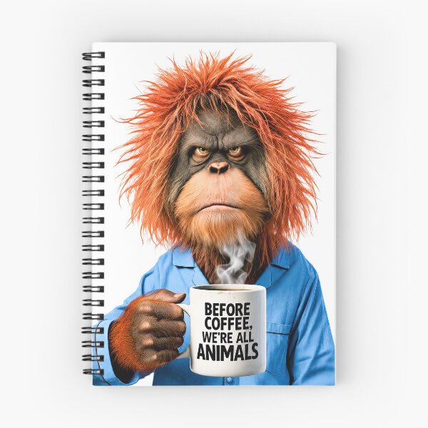 Item preview, Before Coffee We’re All Animals – Grumpy Orangutan designed and sold by AI-lineDesign.