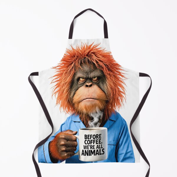 Item preview, Before Coffee We’re All Animals – Grumpy Orangutan designed and sold by AI-lineDesign.