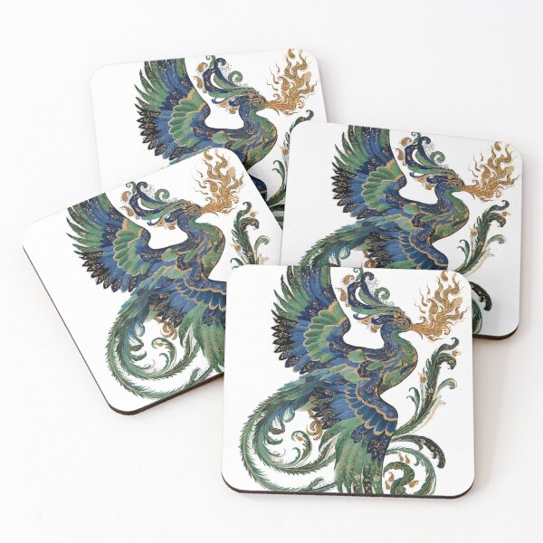 Item preview, Simurgh Persian Mythical Bird Art - Blue & Gold Ornate Miniature Painting designed and sold by dalilashops.