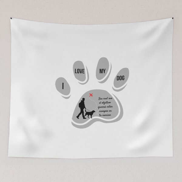 Item preview, Hiking Dog Paw Print Sticker - I Love My Dog Spanish Quote Emblem designed and sold by EfectoCreativo.