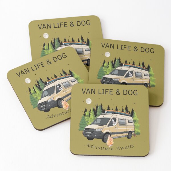Item preview, Camper Van Life with Dog Sticker - Adventure Awaits Surf Campervan designed and sold by EfectoCreativo.