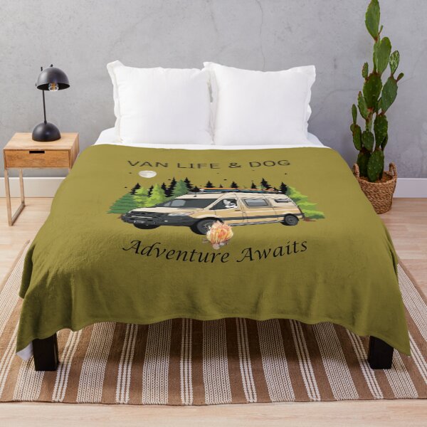 Item preview, Camper Van Life with Dog Sticker - Adventure Awaits Surf Campervan designed and sold by EfectoCreativo.