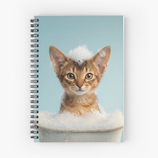 Item preview, Baby Abyssinian Cat Bubble Bath Cute Nursery Bathroom Art designed and sold by LazyOwlStore.