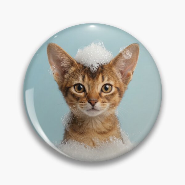 Item preview, Baby Abyssinian Cat Bubble Bath Cute Nursery Bathroom Art designed and sold by LazyOwlStore.
