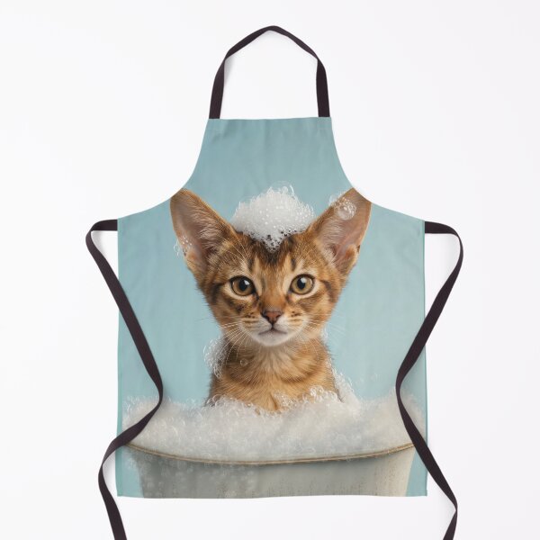 Item preview, Baby Abyssinian Cat Bubble Bath Cute Nursery Bathroom Art designed and sold by LazyOwlStore.