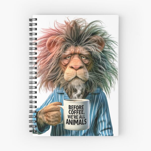Item preview, Before Coffee We’re All Animals – Funny Grumpy Lion designed and sold by AI-lineDesign.